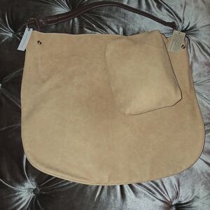 Anthropologie Tan Suede Shoulder Bag with Pouch